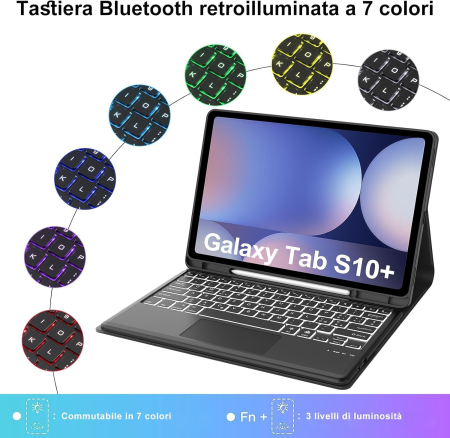 Husa cu tastatura, cu Bluetooth, cu touchpad compatibila cu Samsung Galaxy Tab S10 Plus/S9 FE Plus/S9 Plus [4]