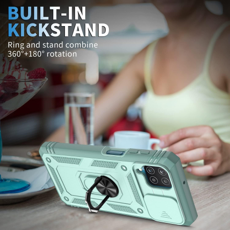 Husa compatibila cu Samsung Galaxy A12 5G, anti-soc, cu suport asezare, verde [6]