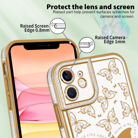 Husa compatibila cu iPhone 11, anti-soc, subtire, elastica, Transparenta, model cu fluturi [2]