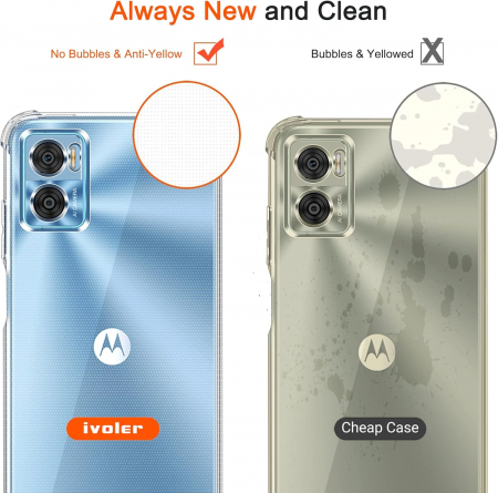 Husa compatibila cu Motorola Moto E22, anti-soc, subtire, elastica, Transparenta set cu 3 folii ecran [7]