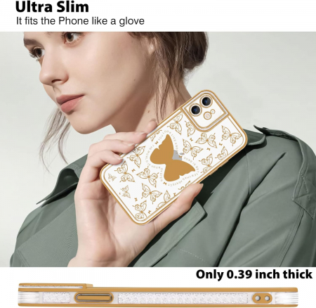 Husa compatibila cu iPhone 11, anti-soc, subtire, elastica, Transparenta, model cu fluturi [3]