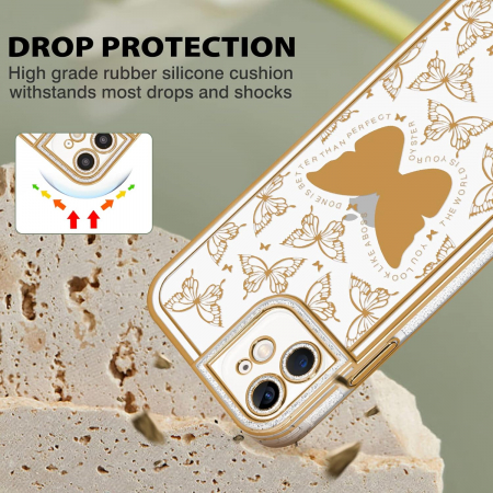 Husa compatibila cu iPhone 11, anti-soc, subtire, elastica, Transparenta, model cu fluturi [1]