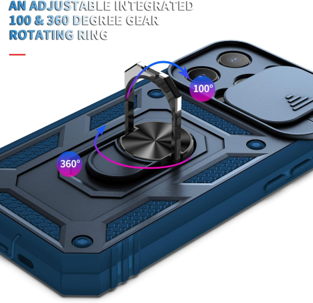 Husa compatibila cu iPhone 13 Pro max 6,7 inch, anti-soc, cu suport asezare, albastra [3]