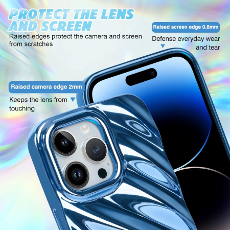 Husa compatibila cu iPhone 14 Pro, anti-soc, subtire, elastica, Albastra [2]