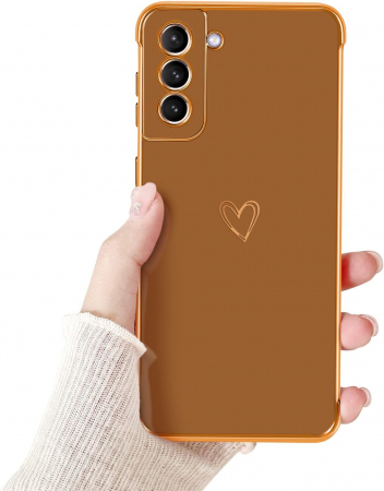 huse protectie - Husa compatibila cu Samsung Galaxy S21 Plus 5G, anti-soc, subtire, elastica, Maro
