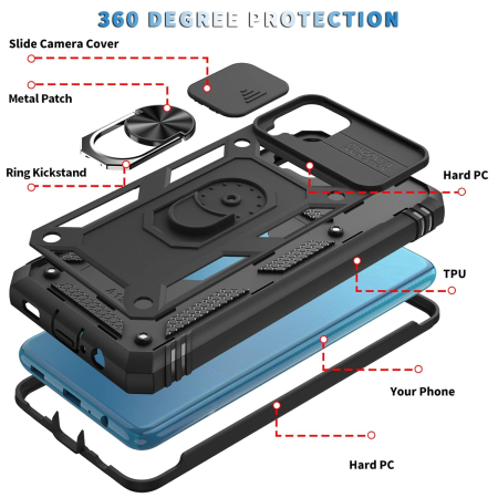 Husa compatibila cu Samsung Galaxy A12 5G, anti-soc, cu suport asezare, negru [3]