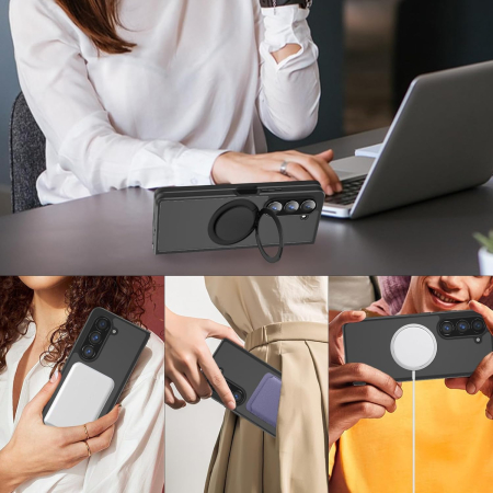 Husa compatibila cu Samsung Galaxy Z Fold 6 (2024) cu suport magnetic, suport inel rotativ 360° [6]