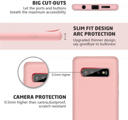 Husa compatibila cu Samsung Galaxy S10 Plus, anti-soc, subtire, elstica, Roz [2]