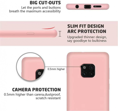 Husa compatibila cu Huawei Mate 20 Pro, anti-soc, subtire, elstica, Roz [2]