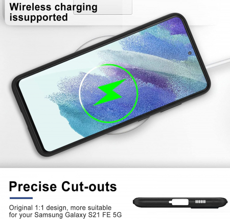 Husa compatibila cu Samsung Galaxy S21 FE 5G, anti-soc, subtire, elastica, Negru [5]