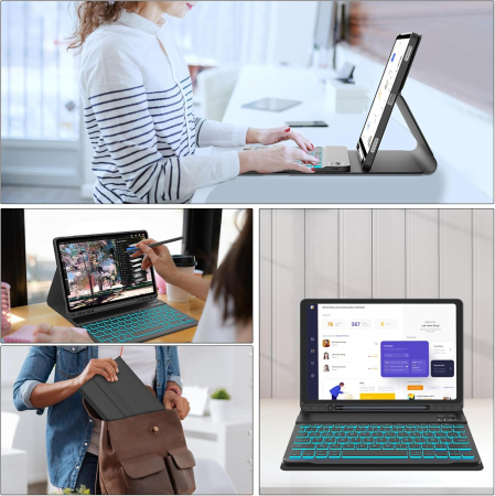 Husa cu tastatura Bluetooth, iluminata spate compatibila cu Samsung Galaxy Tab S10 Plus/S9 FE Plus/S9 Plus [6]