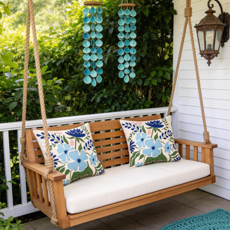 Huse de perini ornamentale impermeabile 40x40 cm,  model cu flori, set 2 bucati [5]