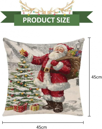 Husa de perina ornamentala 45x45 cm,  model Mos Craciun cu brad [1]