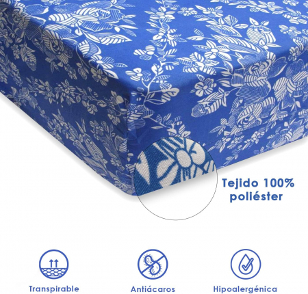 Husa de saltea cu inchidere cu fermoar, rezistenta, moale și plăcuta 100% poliester, (Patul 105) Înflorit [2]