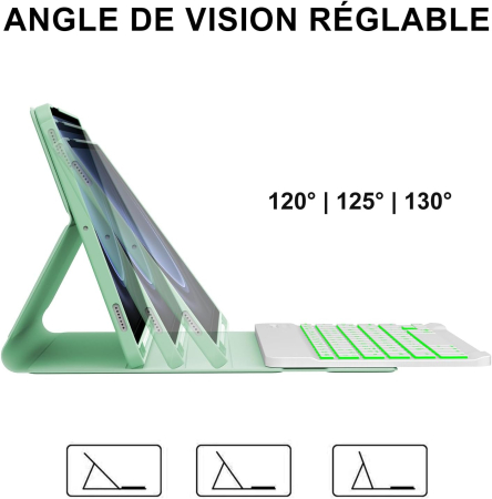 Husă si tastatură cu Iluminare compatibila cu Samsung Tab S9/S10, verde deschis [3]