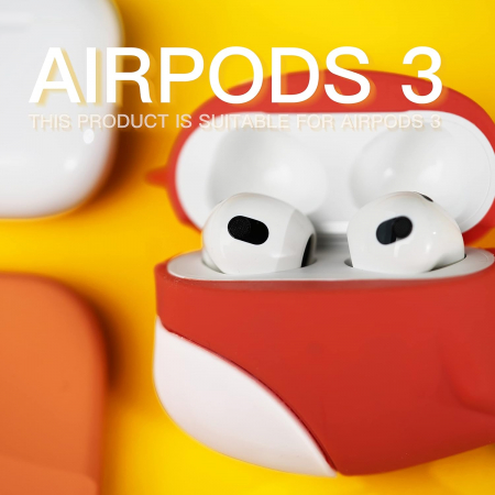 Husă din silicon cu design 3D pentru AirPods 3 (2021), cu carabină, pasare rosie [2]