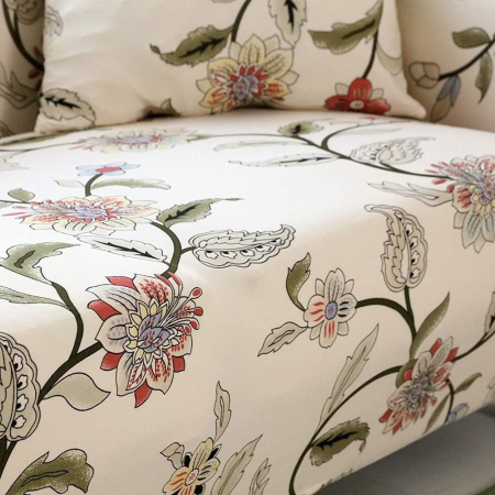Husa elastica canapea 3 locuri crem cu flori [1]