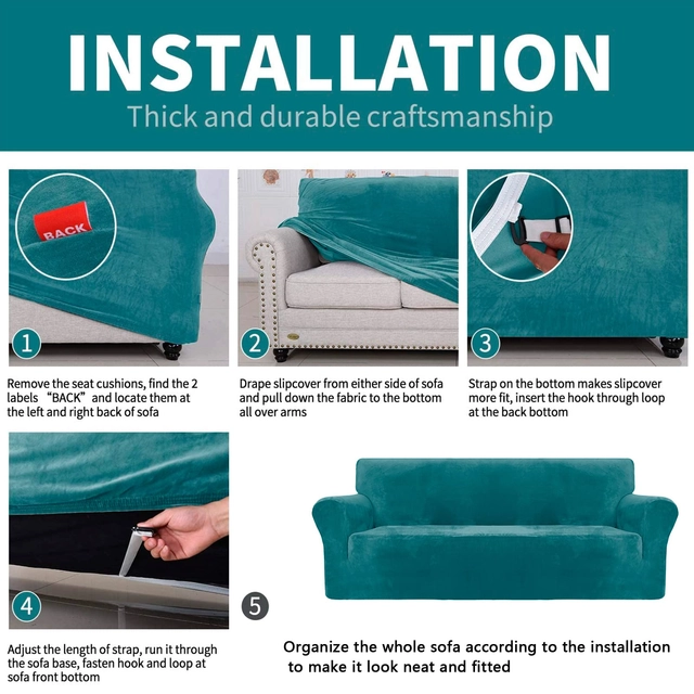 Husa elastica fotoliu 78-116 cm albastru paun [4]