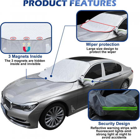 Husa groasa protectie parbriz vara/iarna, fixare magneti, contra UV/inghet 157x126 cm [2]