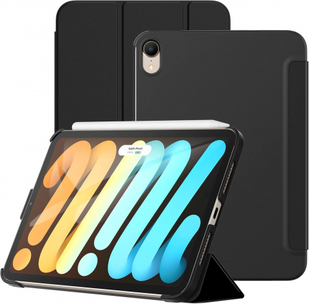 huse protectie - Husă iPad Mini (A17 Pro, model 2024, generația a 7-a) / Mini 6 (modelul 2021, generația a 6-a), carcasă tare spate, atingere moale (Negru)