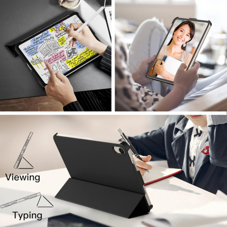 Husă iPad Mini (A17 Pro, model 2024, generația a 7-a) / Mini 6 (modelul 2021, generația a 6-a), carcasă tare spate, atingere moale (Negru) [6]