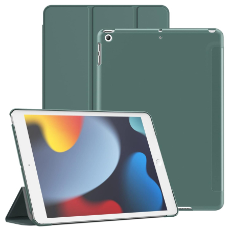 CASA SI GRADINA - Husă verde pentru iPad 10,2 inchi a 9-a a 8-a a 7-a generație, 2021 2020 2019, carcasă din spate tare, cu suport pentru tabletă la atingere moale, trezire automată