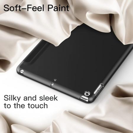 Husă pentru iPad 10,2 inchi a 9-a a 8-a a 7-a generație, 2021 2020 2019, carcasă din spate tare, cu suport pentru tabletă la atingere moale, trezire automată neagră [2]