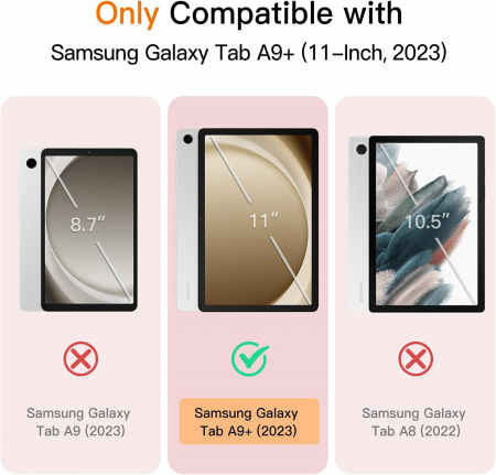 Husă pentru Samsung Galaxy Tab A9 A9 Plus 11 inch 2023,  moale TPU cu suport triplu, auto Sleep Wake Rose Gold [1]