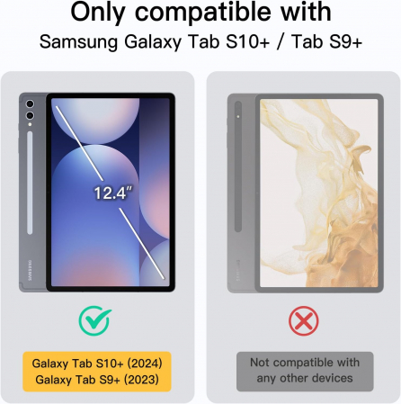 Husa pentru Samsung Galaxy Tab S10 Plus / Tab S9 Plus 12.4-inch cu suport pentru stilou, protecție Slim Folio Stand, vizualizare multi-Anulge Verde deschis [1]