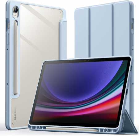 huse tablete - Husa pentru Samsung Galaxy Tab S9 11-inch cu suport de stilou, transparenta spate, blue