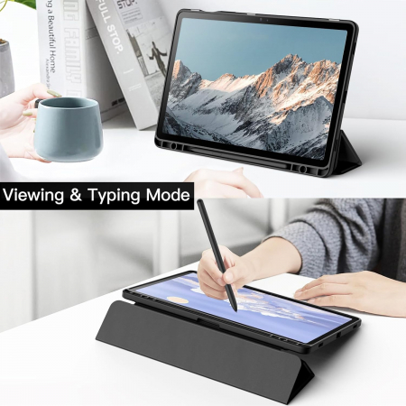 Husa pentru Samsung Galaxy Tab S9 11-inch cu suport de stilou, transparenta spate, neagra [5]