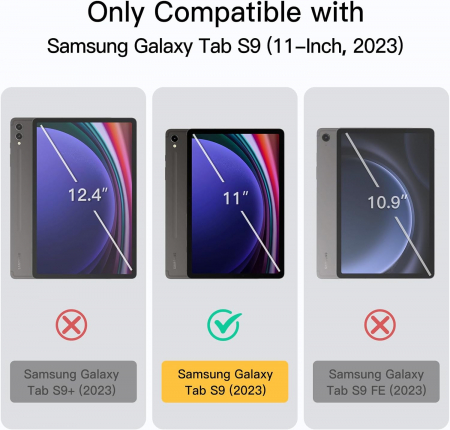 Husa pentru Samsung Galaxy Tab S9 11-inch cu suport de stilou, transparenta spate, neagra [1]