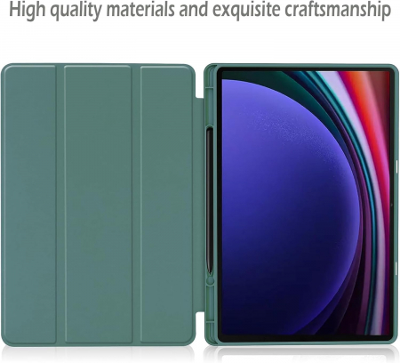 Husa pentru Samsung Galaxy Tab S9 11-inch cu suport de stilou, Verde inchis [3]
