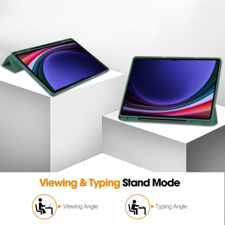 Husa pentru Samsung Galaxy Tab S9 11-inch cu suport de stilou, Verde inchis [5]