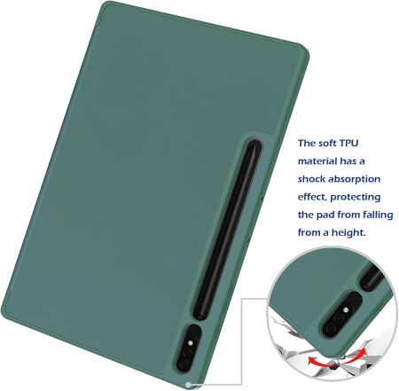 Husa pentru Samsung Galaxy Tab S9 11-inch cu suport de stilou, Verde inchis [4]