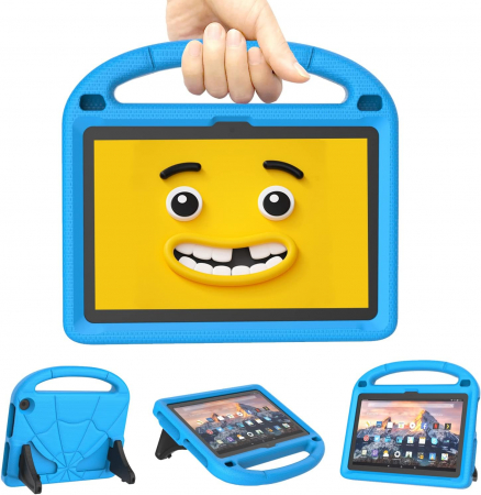 huse protectie - Husă pentru tabletă de 8 inchi, ușoară, rezistentă la șocuri, pentru copii, cu suport de mâner - albastru
