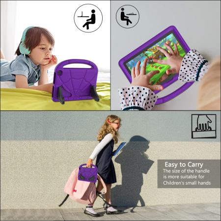 Husă pentru tabletă de 8 inchi, ușoară, rezistentă la șocuri, pentru copii, cu suport de mâner-VIOLET [1]