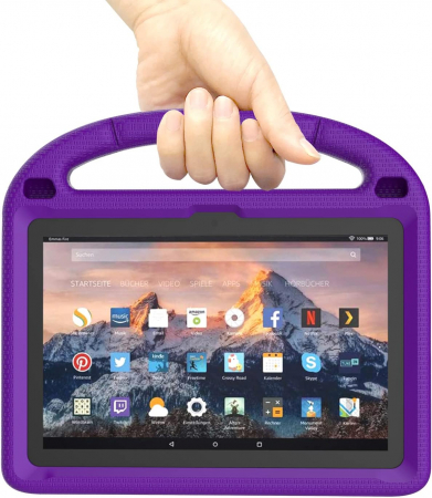 Husă pentru tabletă de 8 inchi, ușoară, rezistentă la șocuri, pentru copii, cu suport de mâner-VIOLET [3]