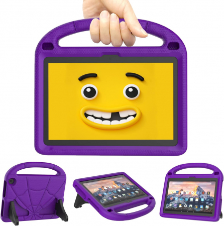huse protectie - Husă pentru tabletă de 8 inchi, ușoară, rezistentă la șocuri, pentru copii, cu suport de mâner-VIOLET