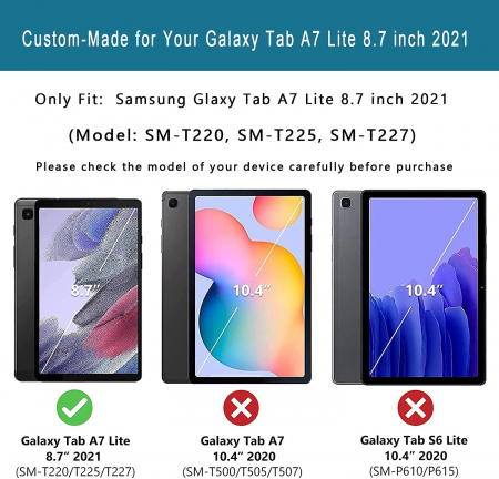 Husă pentru tabletă Samsung Galaxy Tab A7 Lite 8.7 2021, ușoară, rezistentă la șocuri, pentru copii, cu suport de mâner - Violet [1]