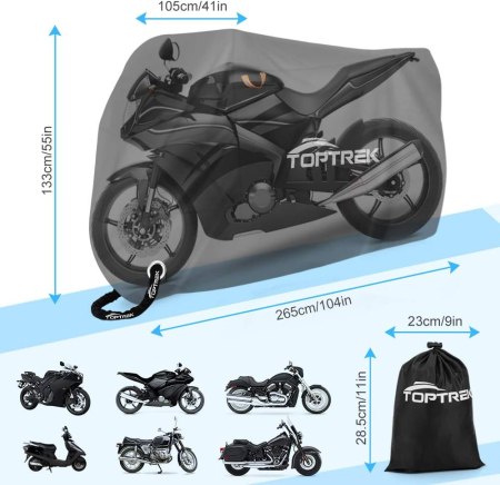 Husa protectie motocicleta XXXL, din material Oxford 210D, impermeabilă și respirabilă, 265*105*133 cm [5]