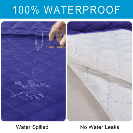 Husa albastra pentru fotoliu, cu protectie cotiere, moale, lavabila [2]