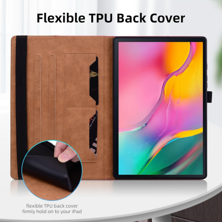 Husă Samsung Galaxy Tab A6 10.1 inch 2016 SM-T580/T585 din piele PU, cu suport cu buzunar pentru card, rosie [1]