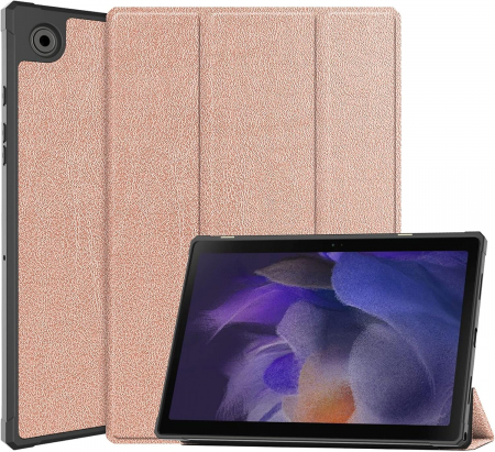 huse protectie - Husă Samsung Galaxy Tab A8 10.5 inch 2021 (SM-X200/X205/X207), subțire, cu suport pliabil, pentru trezire/somn automat Gold