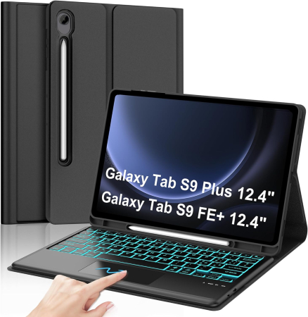 ACCESORII TELEFOANE - Husă bleu si tastatură cu Iluminare compatibila cu Samsung Tab FE+/S9 FE Plus 12,4"