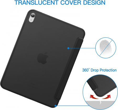 Husa tableta iPad 10 10,9 inchi, model 2022, generația a 10-a cu Auto Sleep Wake Deep Neagra [3]