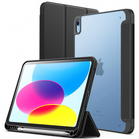 huse protectie - Husa tableta iPad 10 10,9 inchi, model 2022, generația a 10-a cu suport pentru creion neagra
