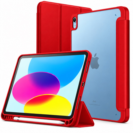 CASA SI GRADINA - Husa tableta rosie iPad 10 10,9 inchi, model 2022, generația a 10-a cu suport pentru creion