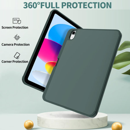 Husa tableta iPad 10 10,9 inchi, model 2022, carcasă spate moale TPU cu suport și pliere triplă [1]