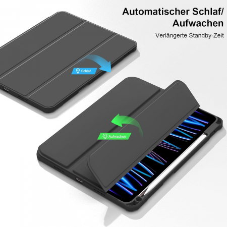 Husa tableta iPad Air 11 a 4-a/a 3-a/a 2-a generație (2022/2021/2020 cu Auto Sleep Wake Negru [6]